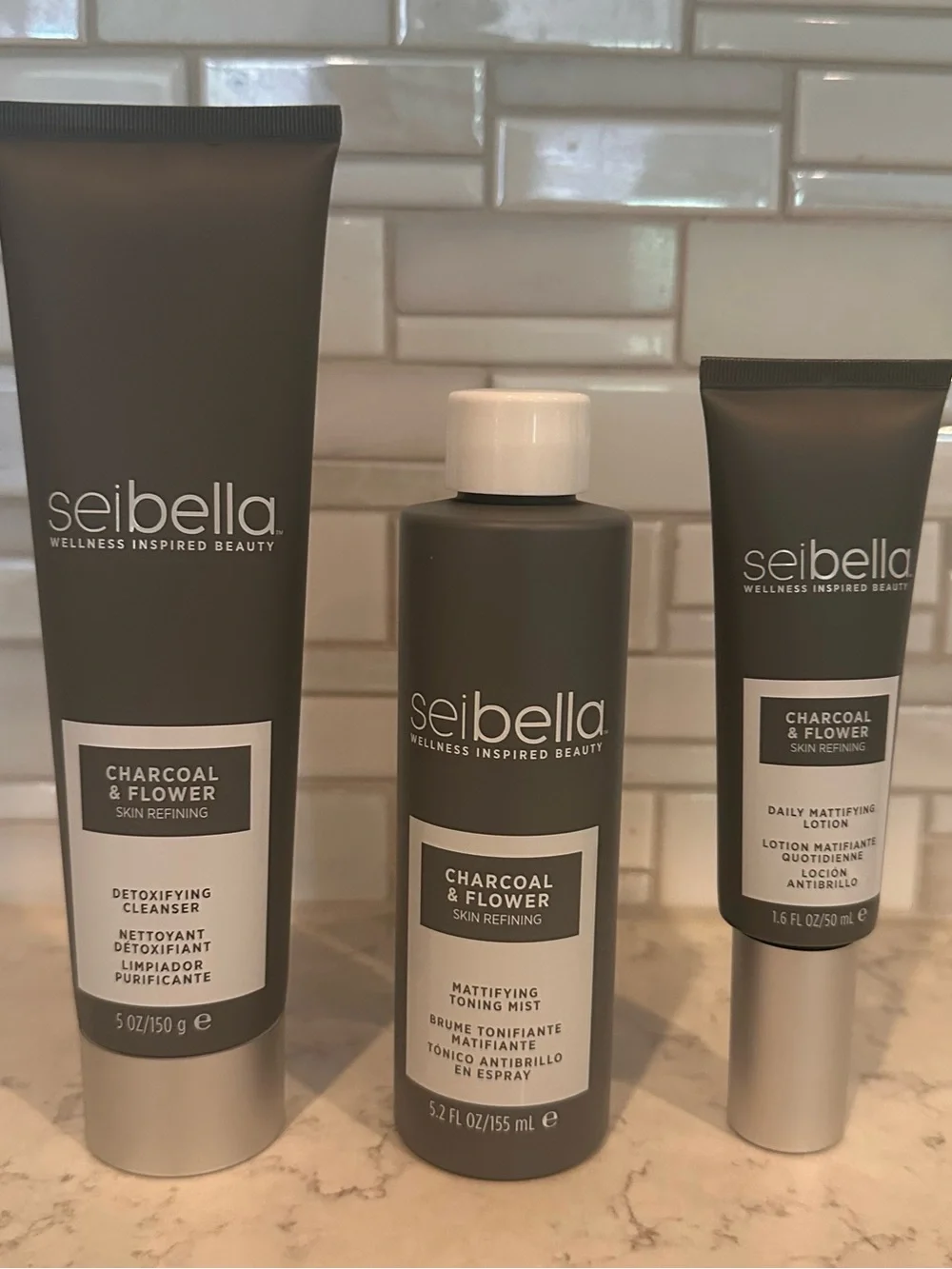 Sei Bella Charcoal & Flower Skincare Set of 3|New Sealed